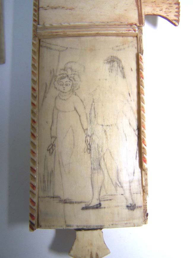 A Fabulous Napoleonic Period Prisoner Made Carved and Scrimshawed Bone Games Box circa 1800 — image 6